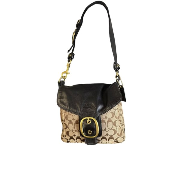 Coach Bleecker Vintage Canvas and Leather Buckle Flap Crossbody Bag - Picture 3 of 14